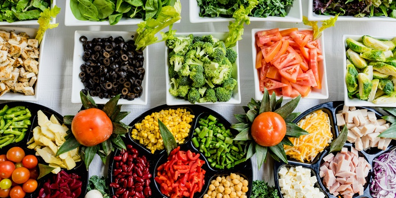 Healthy ingredients with plantains and vegetables