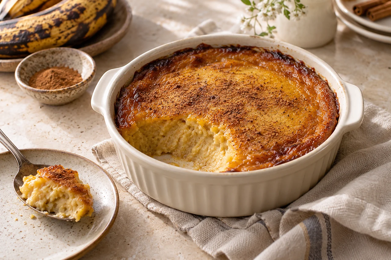 AI-generated illustration of Sweet plantain pudding