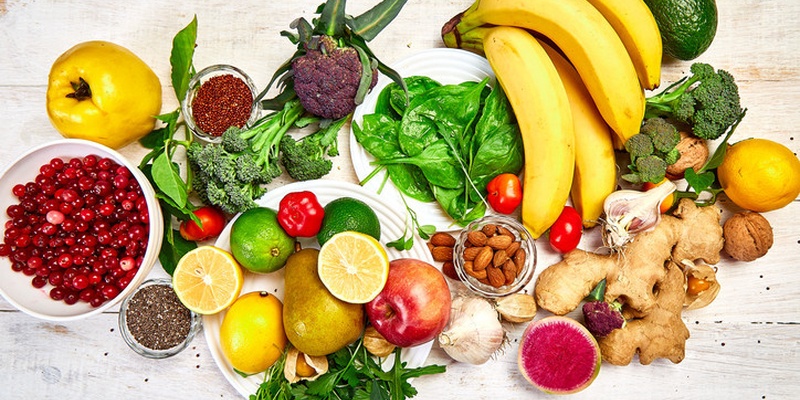 Vitamin-rich produce including plantains